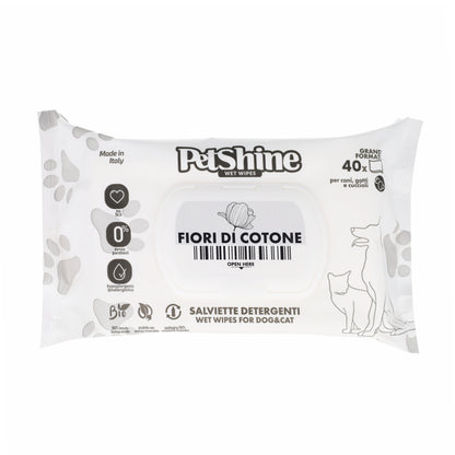 Toallitas Higiene Perro y Gato Flores y Algodón Porrini 40 uds