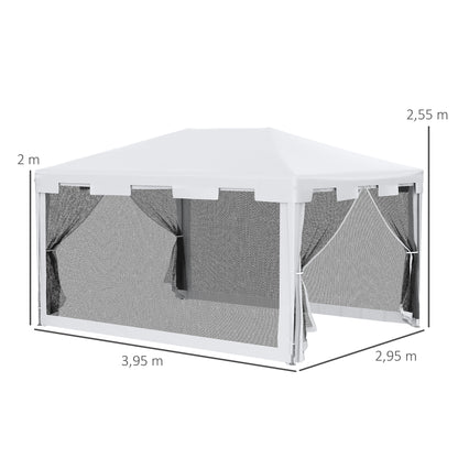 Outsunny Carpa De Jardín 4x3 M Con Mosquiteras Laterales Blanco Y Negro_2