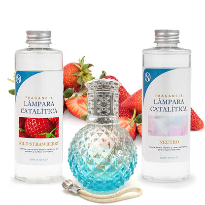 Pack Ahorro Lámpara Catalítica Blue Diamonds + Fragancia Wild Strawberry 200ml + Limpiador Neutro 200ml + Mecha Repuesto_0