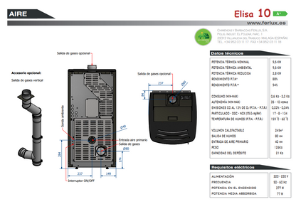 Bricosol Estufa De Pellets Elisa 10 Negro De Ferlux_4