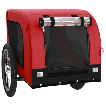 Remolque De Bicicleta Mascotas Hierro Tela Oxford Rojo Negro_3