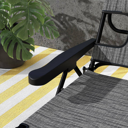 Outsunny 2 Tumbonas Plegables Con Respaldo Ajustable 194x72x31 Cm Gris_4