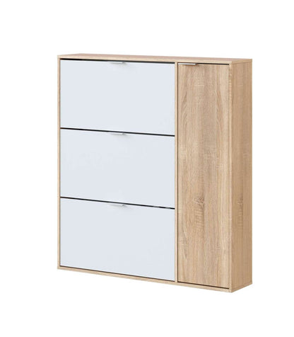 Zapatero Con 4 Puertas Maty Roble Canadian Y Blanco 115 Cm (alto) X 106 Cm (ancho) X 22 Cm_1