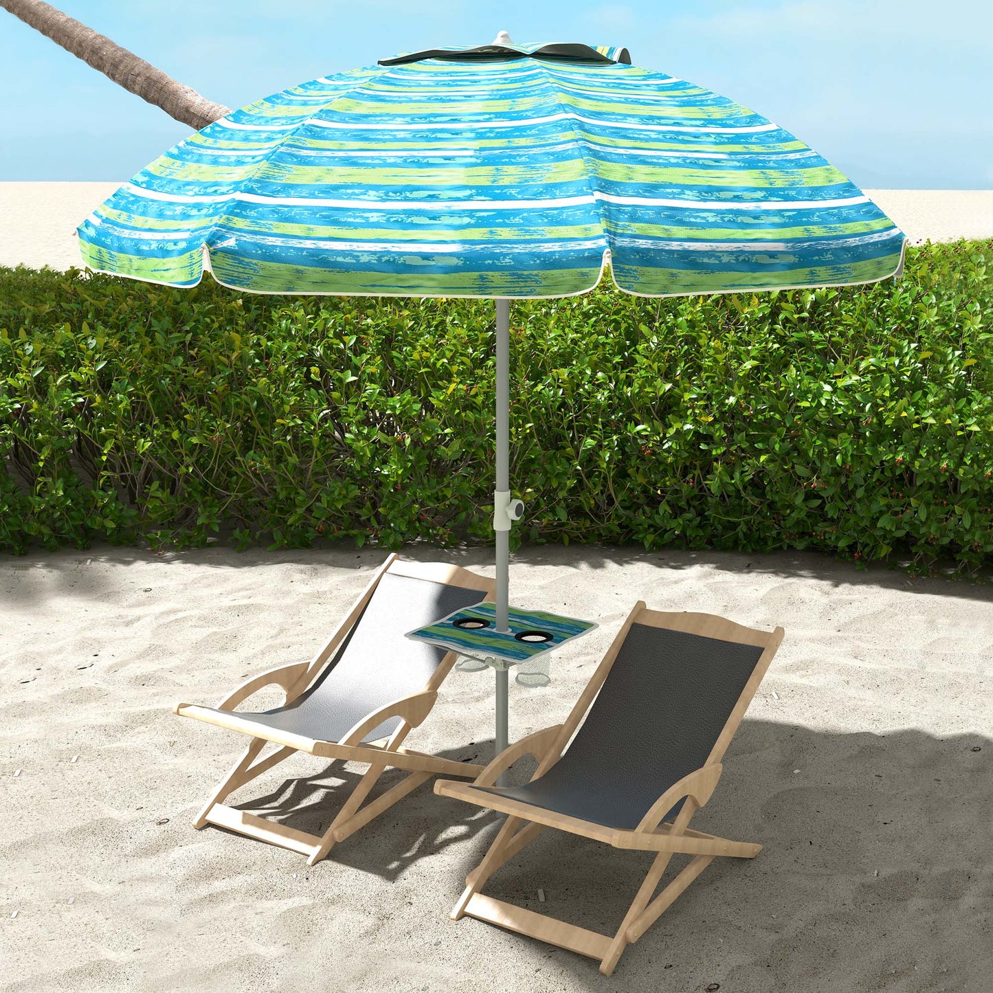 Outsunny Sombrilla De Playa Ø190x215 Cm Con Altura Ajustable Multicolor_1