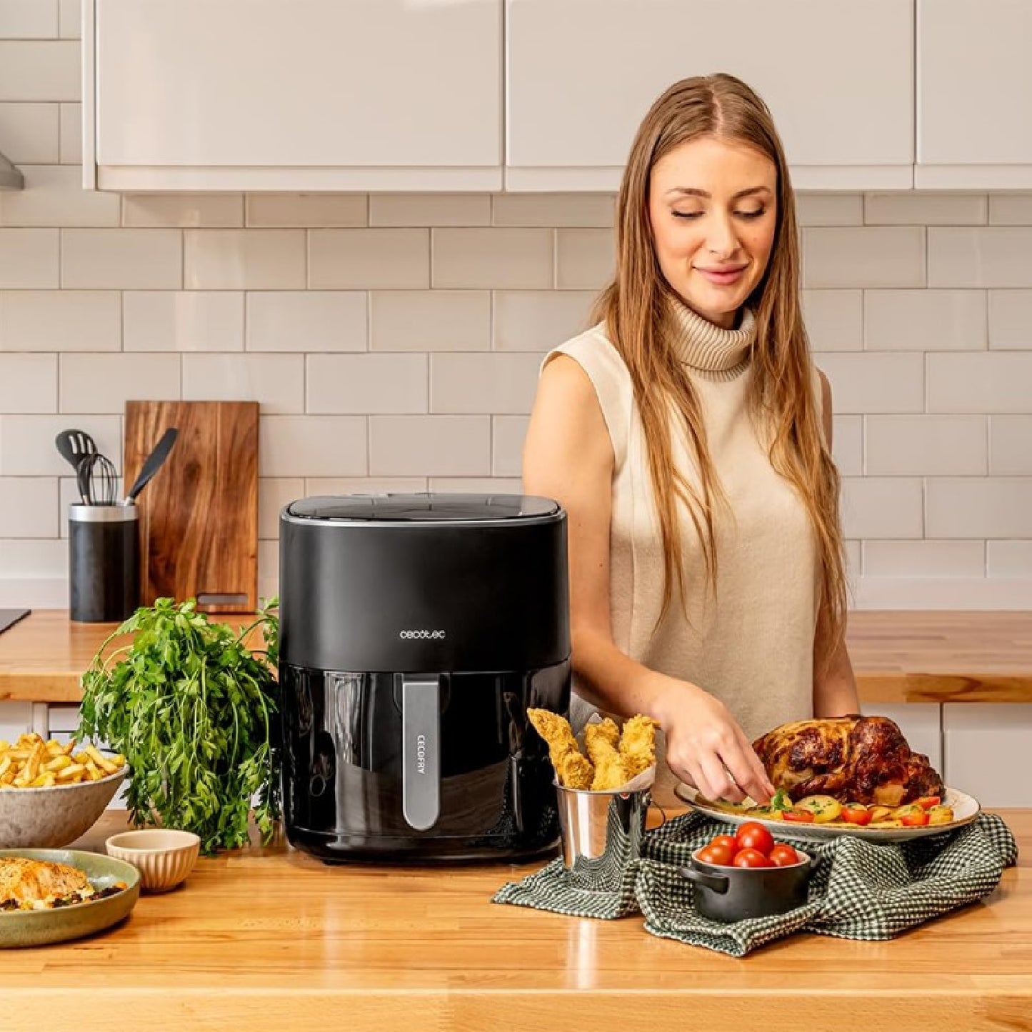 Freidora De Aire Sin Aceite De 6,5l Cecofry Fantastik 6500 Pack 1700w,tecnología Perfectcook, 12 Modos De Cocinado, Táctil, Regulable 80-200grados C_3