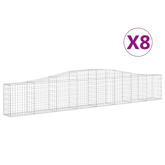 Cestas De Gaviones 8 Uds Forma De Arco Hierro 400x30x60/80 Cm_0