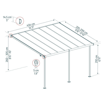 Pérgola anexa Feria 434x299 cm 