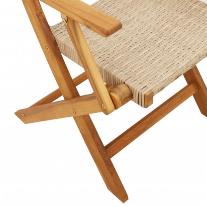 Set De Comedor De Jardín 5 Pzas Ratán Pe Madera Maciza Beige / Vetonek_5