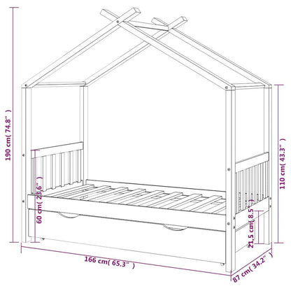 Vidaxl Estructura De Cama Infantil Y Cajón Madera Pino Gris 80x160cm_2