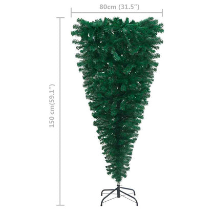 Vidaxl Árbol De Navidad Artificial Invertido Con Leds Y Bolas 150 Cm_2