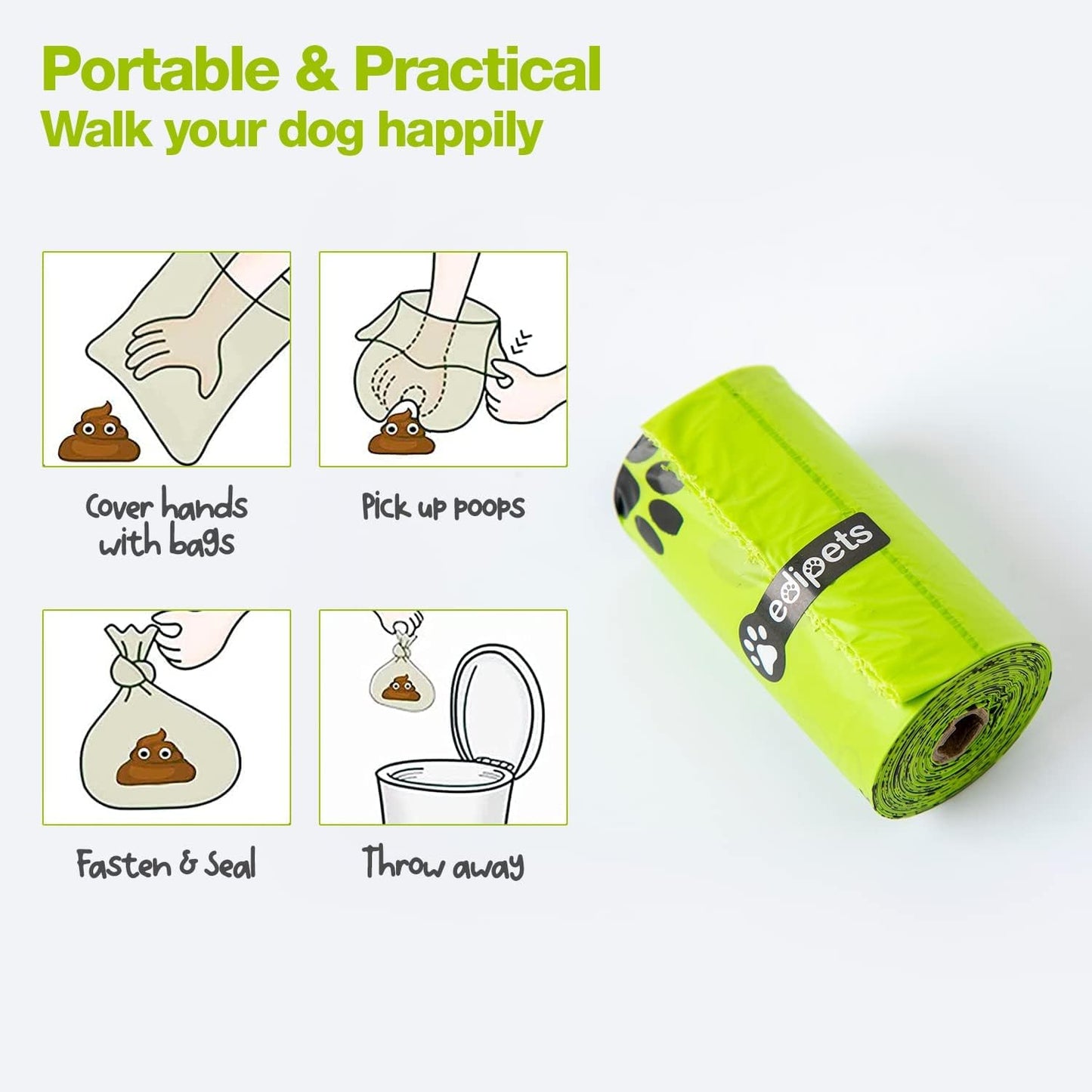 Bolsas De Caca Para Perros Biodegradables 36 Rollos_4