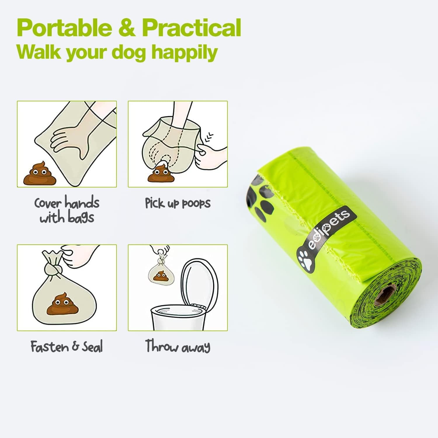 Bolsas De Caca Para Perros Biodegradables 36 Rollos_4