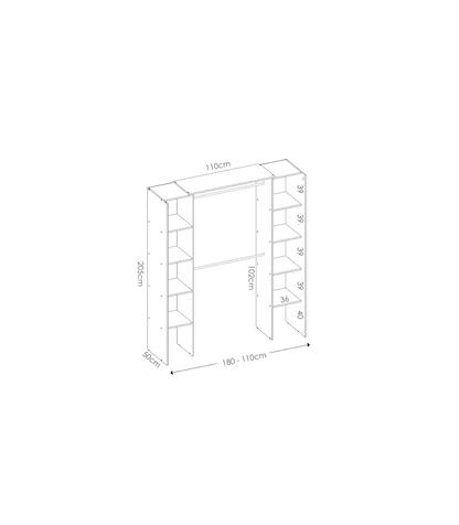 Vestidor Siles Para Dormitorio Con Cortina Y Baldas En Blanco 205-203 Cm(alto)180 Cm(ancho_2