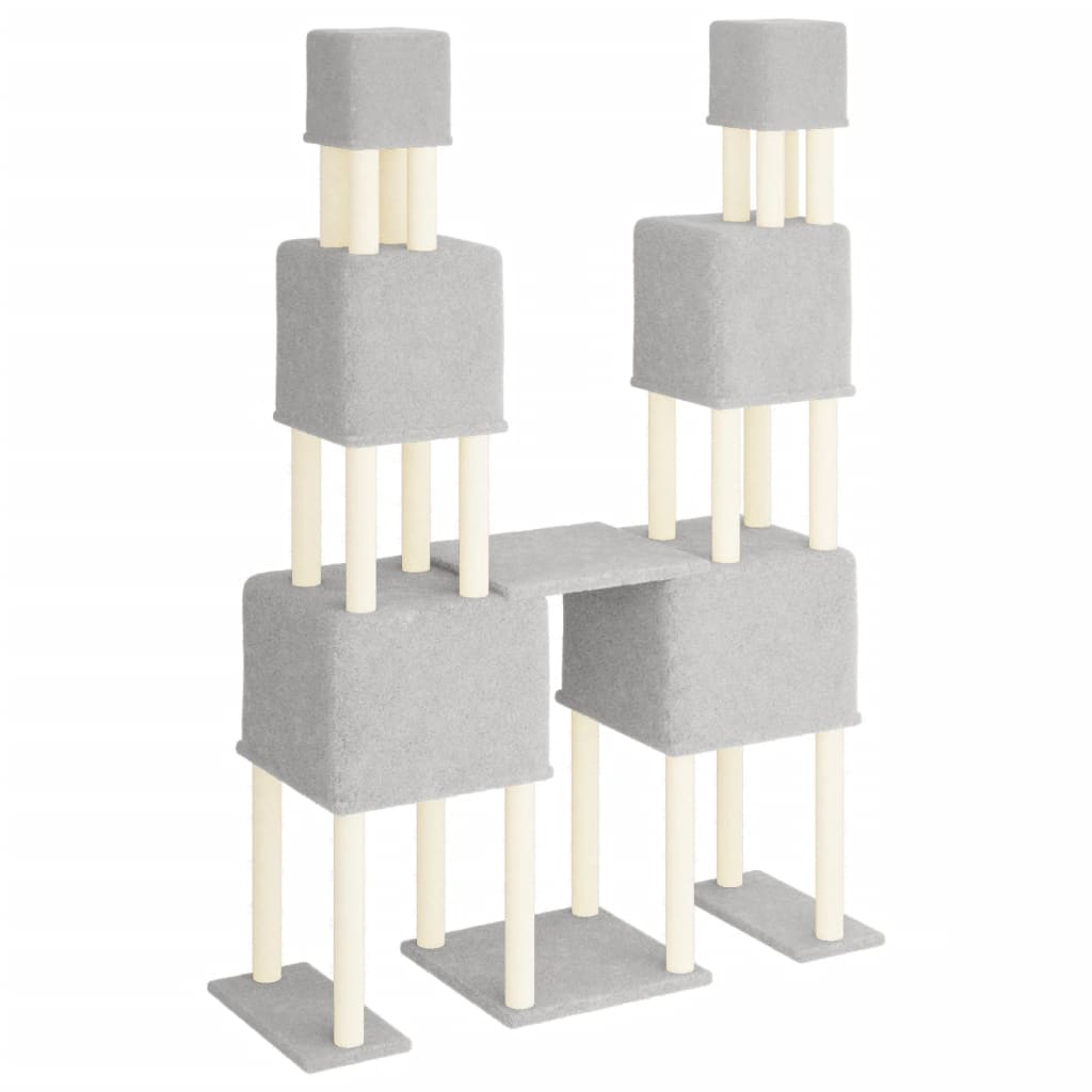 Rascador Para Gatos Con Postes De Sisal Gris Claro 199 Cm_4