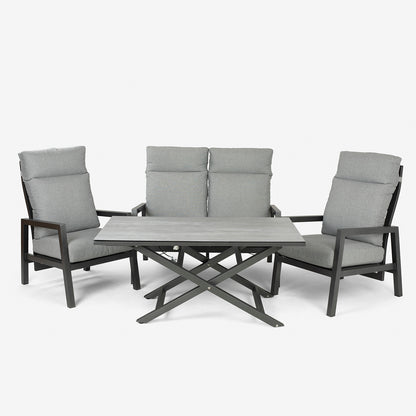 Conjunto Relax Reclinables, Mesa Regulable, Aluminio, Color Antracita, Mesa:140x80x29/64cm Sillón:66x83x104 Cm Sofá:126x82x112 Cm Alto_2