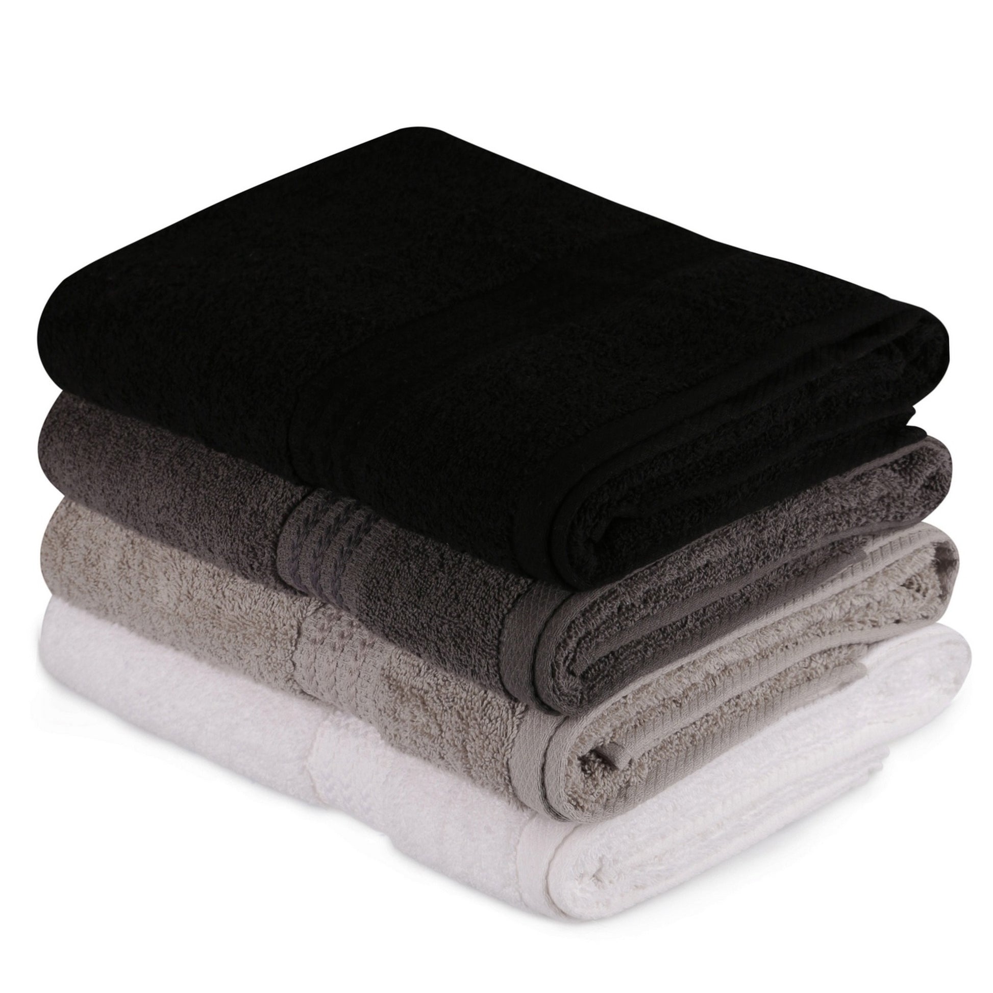 Juego De Toallas De Baño (4 Piezas) Blanco, Gris, Gris Oscuro Y Negro_0