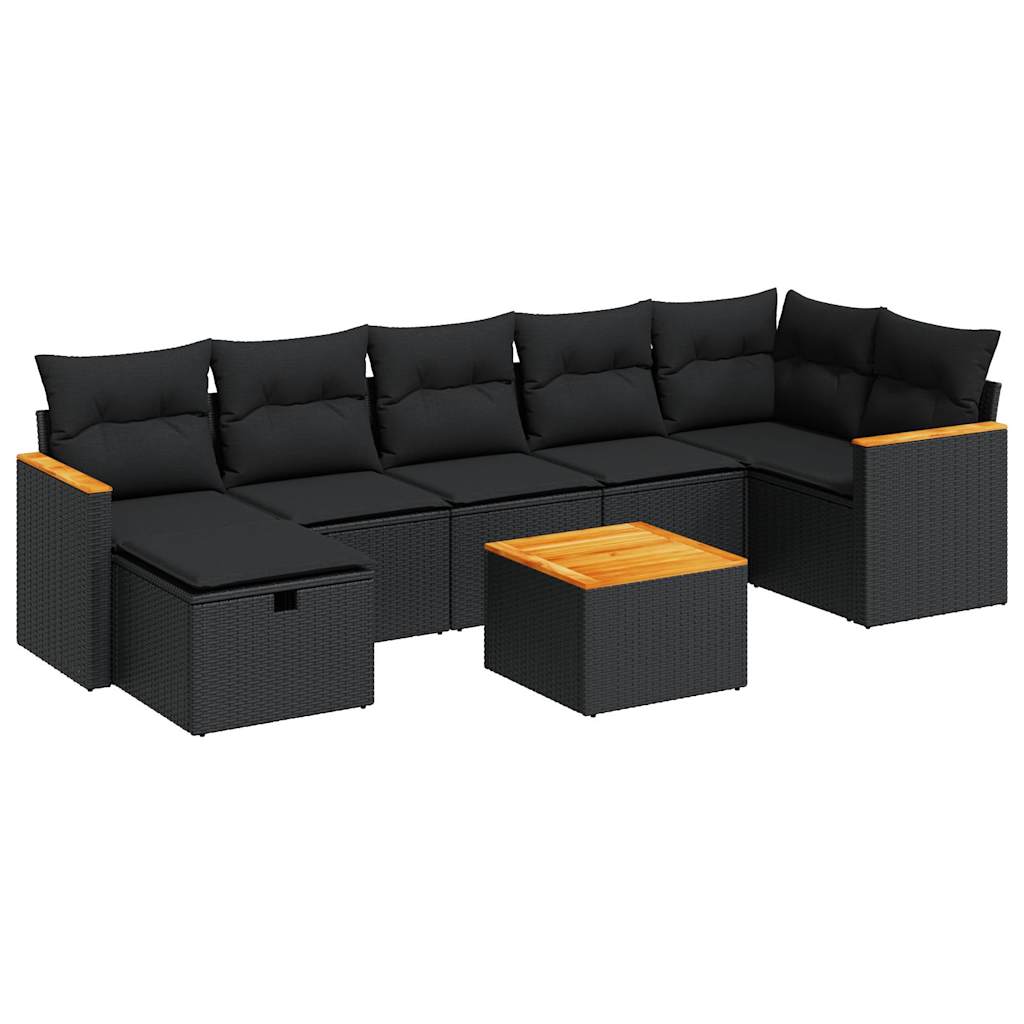 Set De Sofás De Jardín Y Cojines 8 Piezas Ratán Sintético Negro / Vetonek_1