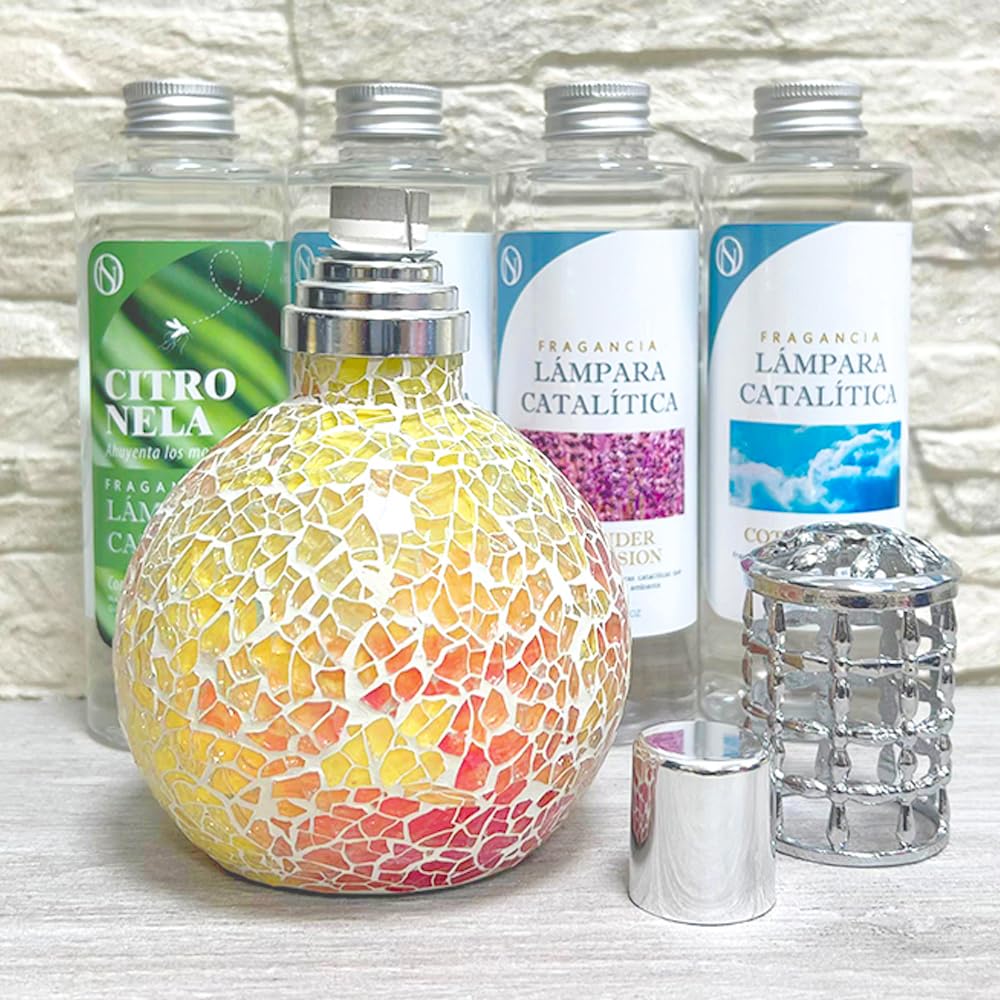 Lámpara Catalítica Mosaico Bicolor + Fragancia Lemon Cake 500ml - Elimina Malos Olores, Impurezas Y Perfuma_5