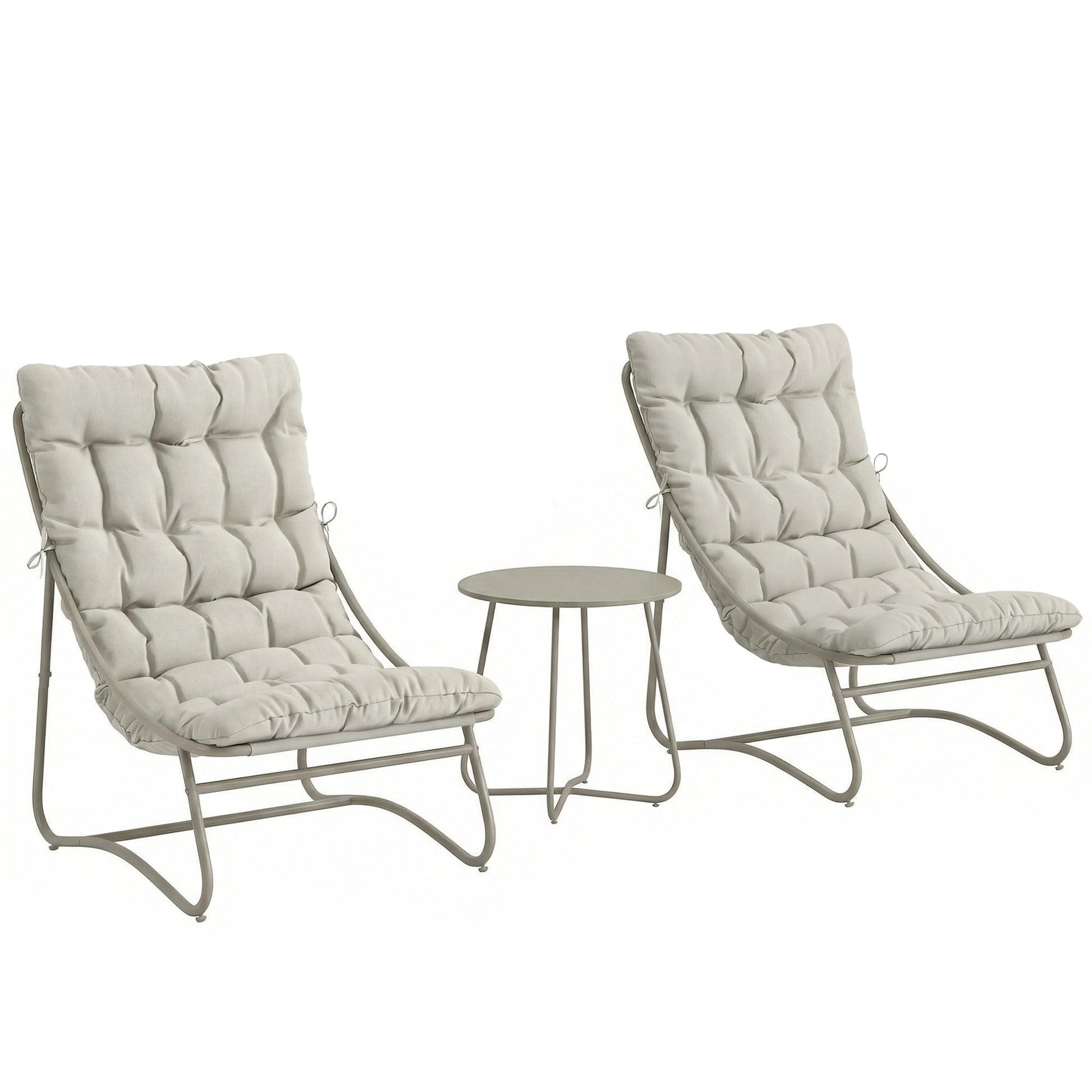 Outsunny Conjunto De Mesa Y Sillas De Terraza Exterior Con Cojines Gris Claro_0
