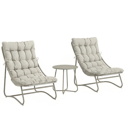 Outsunny Conjunto De Mesa Y Sillas De Terraza Exterior Con Cojines Gris Claro_0