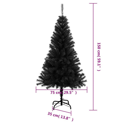 Vidaxl Árbol De Navidad Artificial Con Soporte Pvc Negro 150 Cm_5