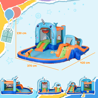 Outsunny Castillo Hinchable Para Niños De 3-8 Años Con Tobogán 420x370x230 Cm_2