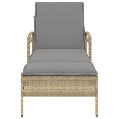 Tumbona Con Cojín Ratán Sintético Beige 63x200x81 Cm / Vetonek_5