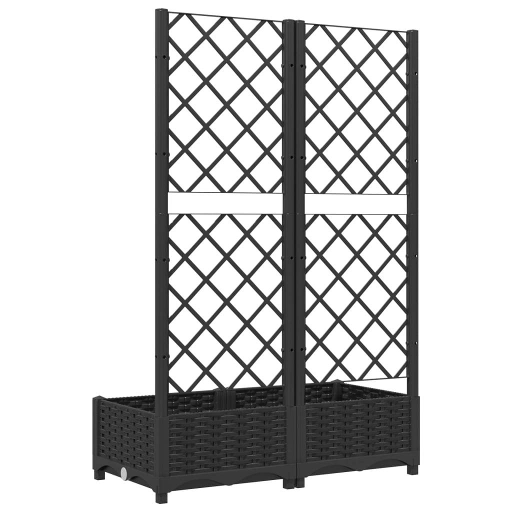 Jardinera De Jardín Con Enrejado, Color Negro, 80 X 40 X 121,5 Cm, Pp_3