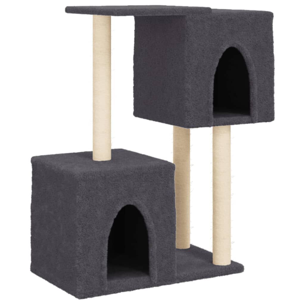 Vidaxl Rascador Para Gatos Con Postes De Sisal Gris Oscuro 86 Cm_0