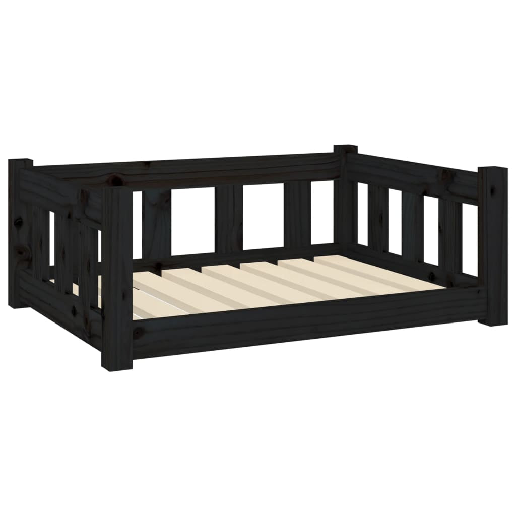 Vidaxl Cama Para Perros Madera Maciza De Pino Negro 75,5x55,5x28 Cm_0