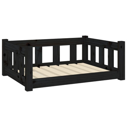 Vidaxl Cama Para Perros Madera Maciza De Pino Negro 75,5x55,5x28 Cm_0