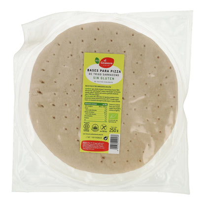 Base para pizza de trigo sarraceno biológico sem glúten El Granero, 2 unidades de 250 g