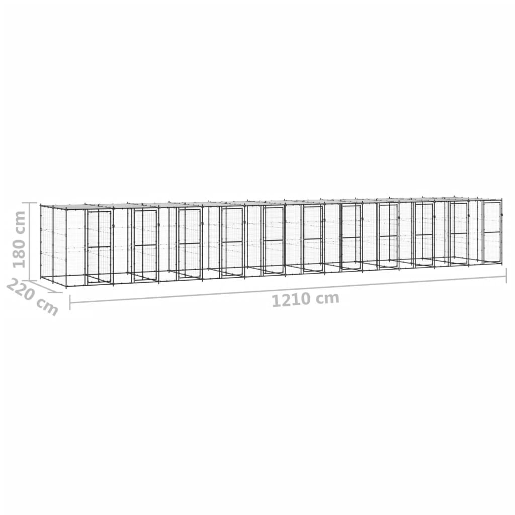 Perrera De Exterior De Acero Con Techo 26,62 M²_5