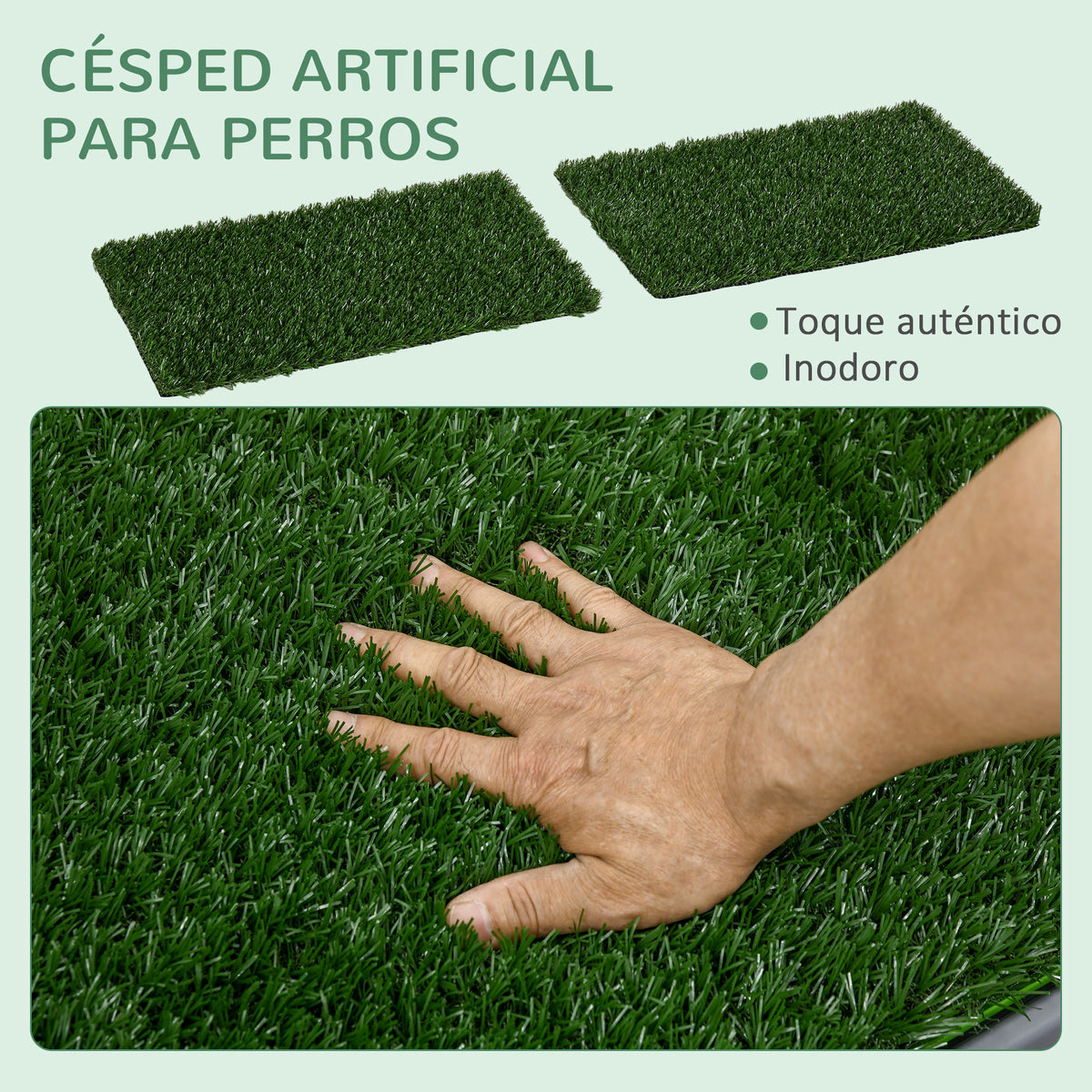 Pawhut Inodoro Para Perros Con 2 Céspedes Artificiales 67x41x3,5 Cm Verde_3