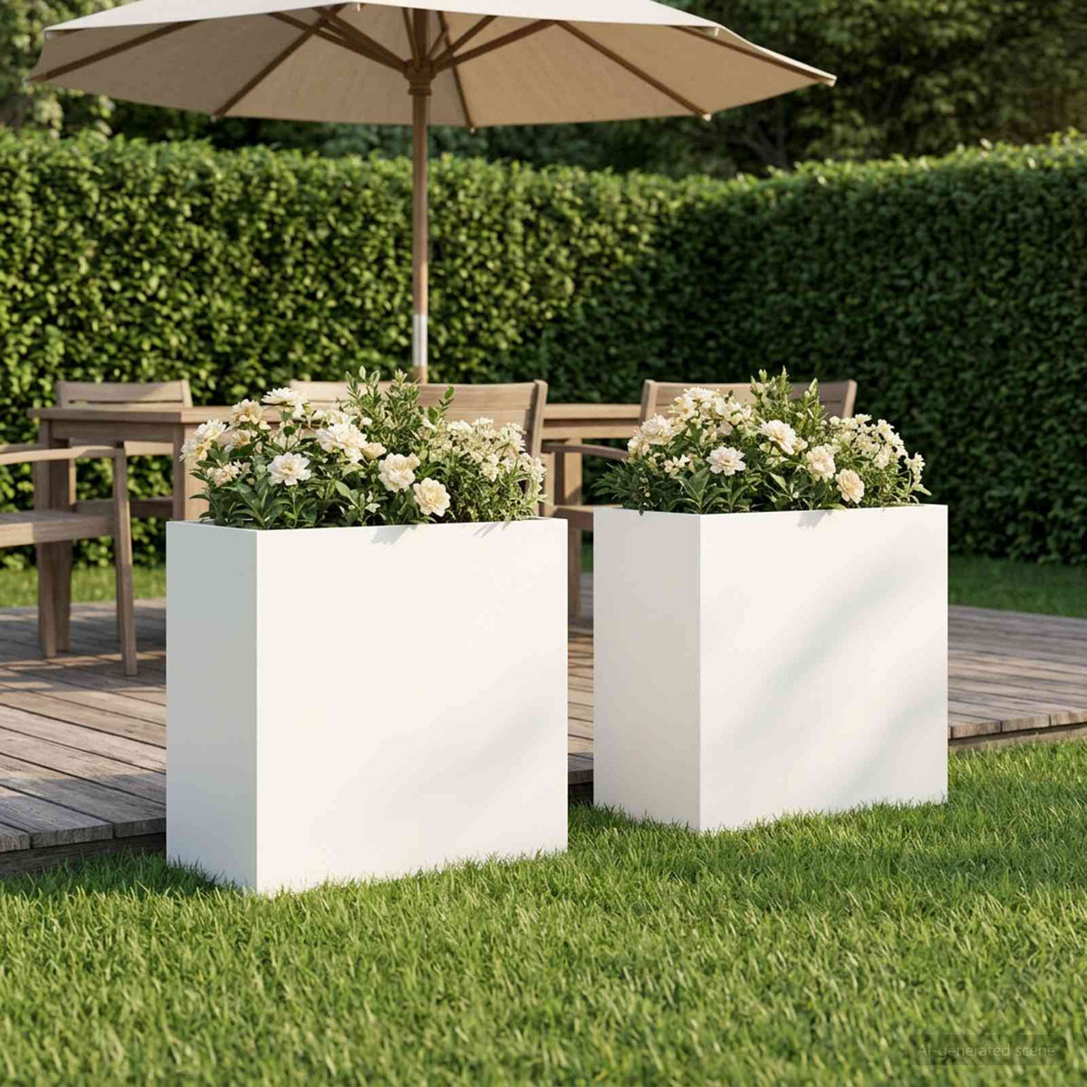Macetero De Jardín 2 Uds. Blanco 50 X 30 X 50 Cm_1