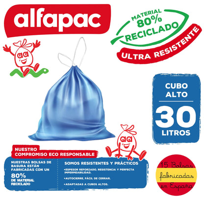 80% Reciclado 10 Rollos De 15 Bolsas De Basura 30l Cin Autocierre_1