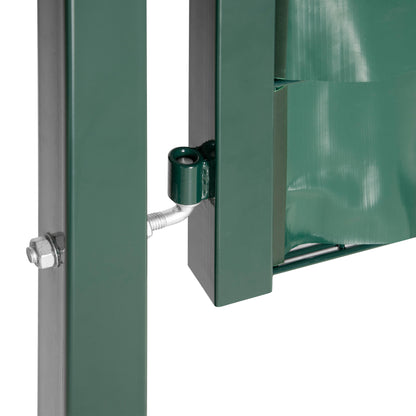 Homcom Puerta Verja De Jardín Acero Con Tela Opaca Cerradura Manija Y 3 Llaves_4