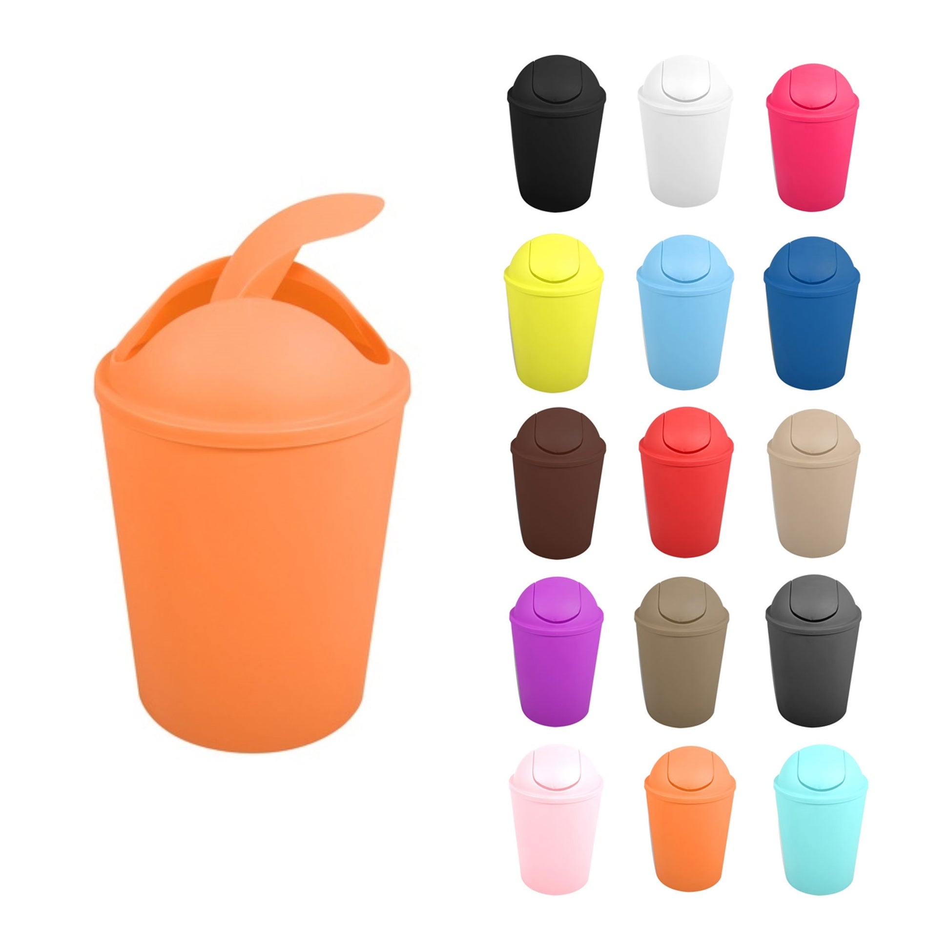 Cubo De Basura  ako 5,5l Con Tapa Abatible Naranja