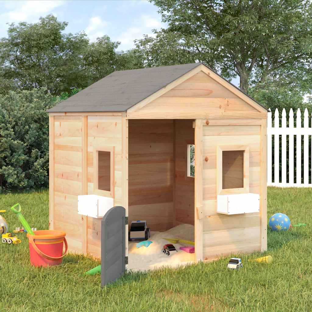 Casa De Juegos Con Puerta Con Cierre Y Macetas Madera Abeto_2