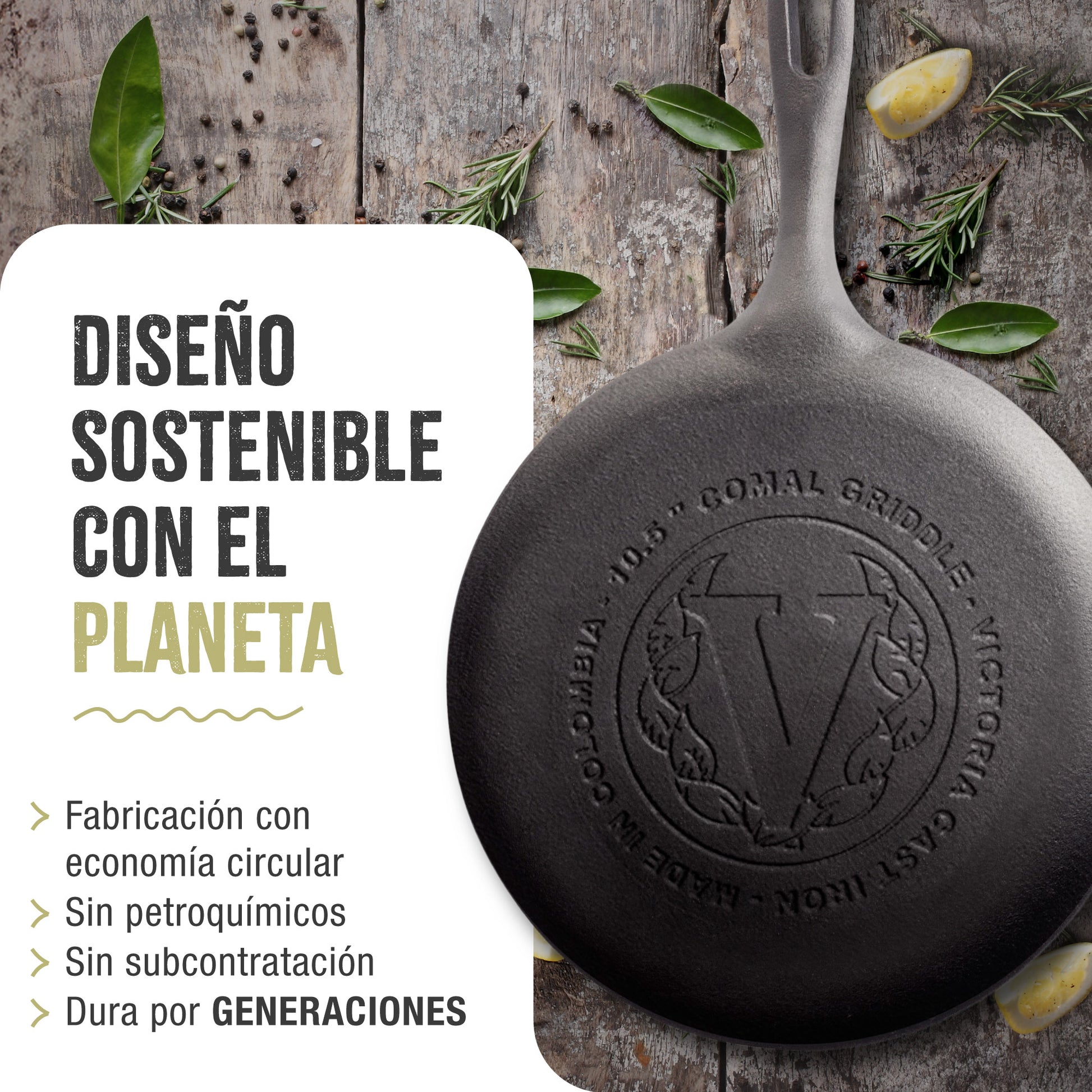 Victoria Plancha Cocina Inducción Comal Hierro Fundido Curado Para Pizza, Tortillas 26,6cm Fuego, Barbacoa, 32999_5