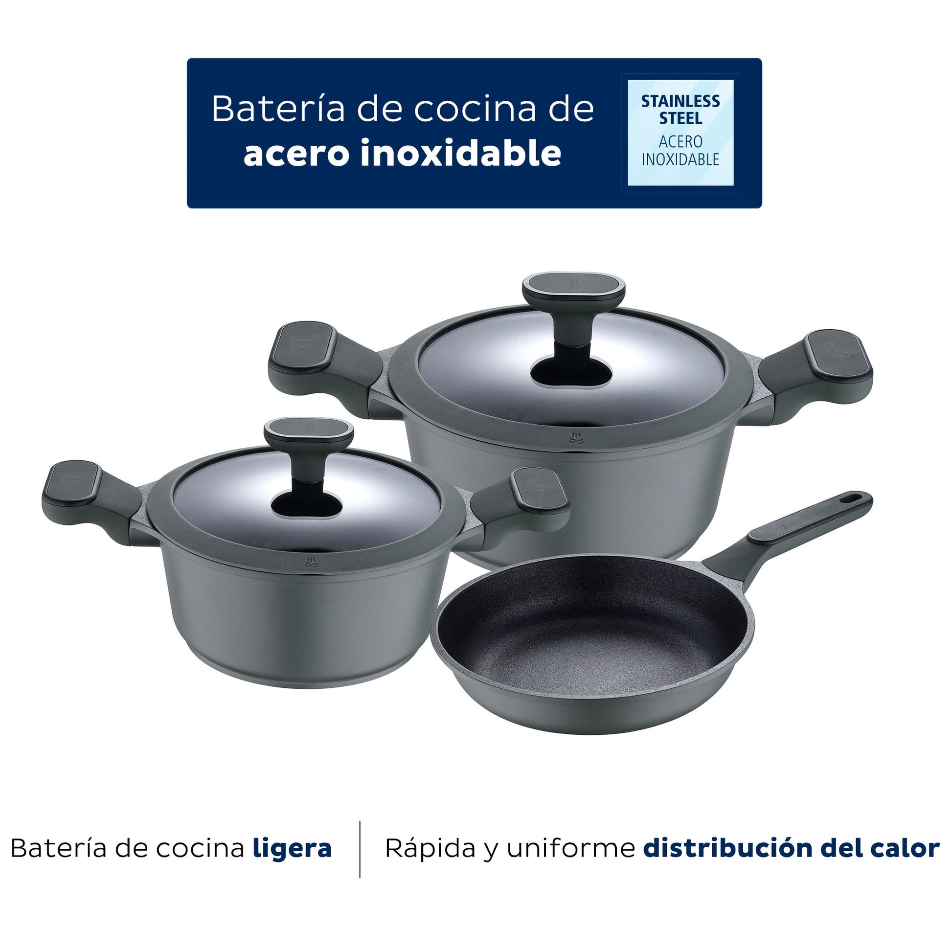 Set 5pcs Bateria De Cocina Aluminio Fundido Ind_3
