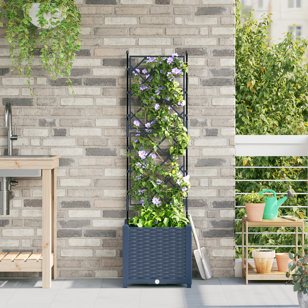 Vidaxl Maceta De Jardín Con Enrejado Gris 40 X 40 X 143 Cm Pp_1