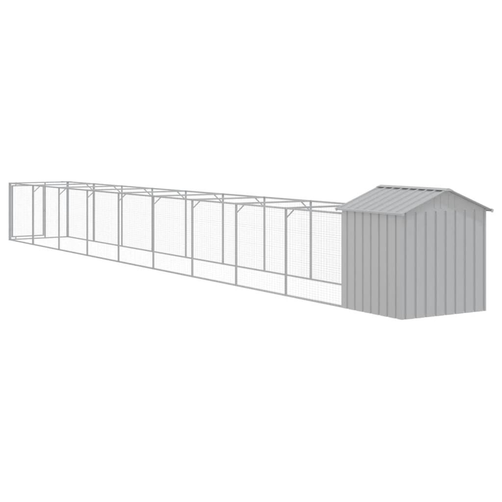 Vidaxl Caseta Perro Tejado Acero Galvanizado Gris Claro 117x1017x123cm_4