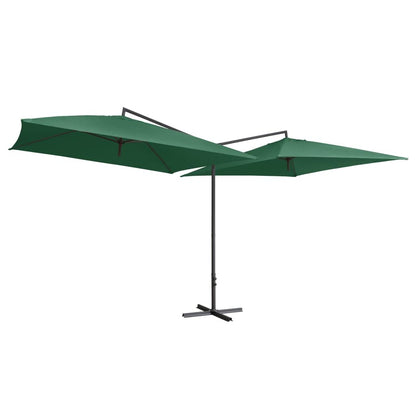 Vidaxl Sombrilla Doble De Jardín Palo De Acero Verde 250x250 Cm_1