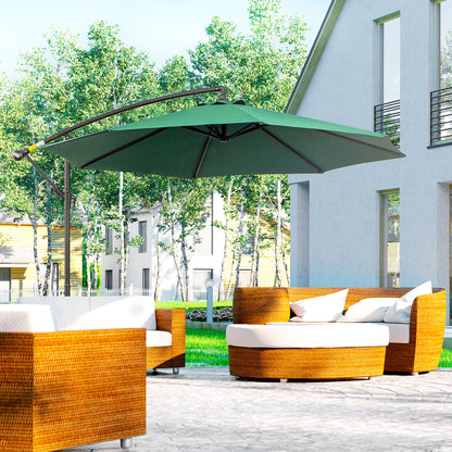 Outsunny Parasol Excéntrico Ø300 Cm Inclinable Con Manivela Para Jardín Verde_1
