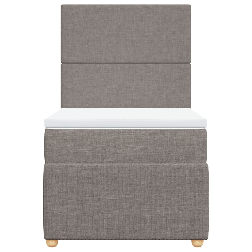 Cama Box Spring Con Colchón Tela Gris Taupe 90x200 Cm / Vetonek_2