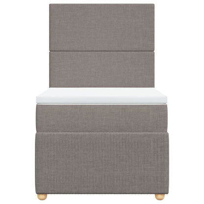 Cama Box Spring Con Colchón Tela Gris Taupe 90x200 Cm / Vetonek_2