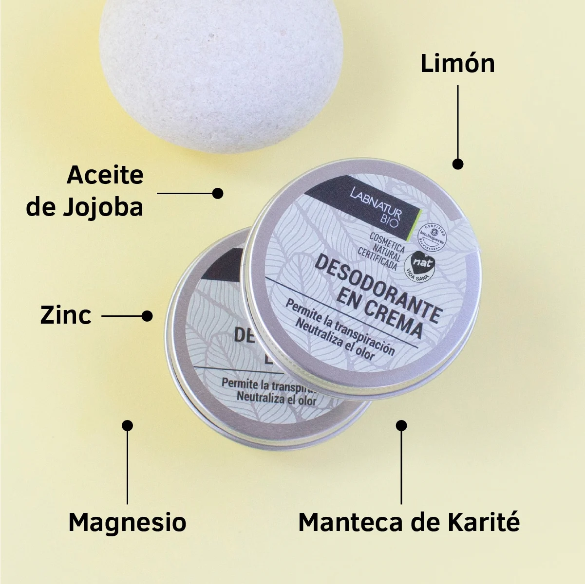 Desodorante en Crema Natural 50 Ml | Control Olor y Cuidado Suave | Sin Aluminio | Piel Sensible_1