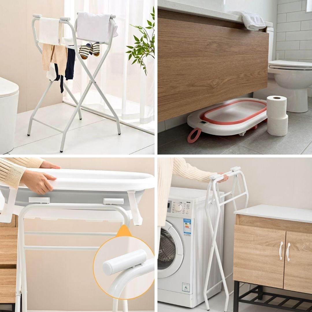 Bathby | Bañera Bebé Rosa Con Cojín, Termómetro Y Soporte Plegable | Ligera, Segura Y Compacta Para Recién Nacidos_4