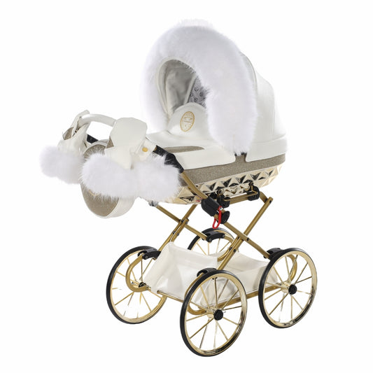 Carro De Muñecas Hand Craft Glitter Satin Classic White / Gold_0